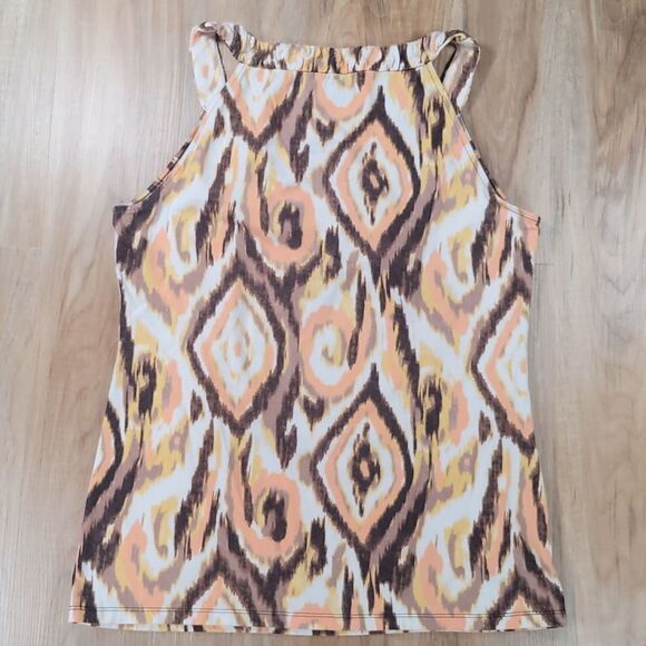 💜Ann Taylor Multicolored High Neck Sleeveless Top Large - Picture 2 of 8